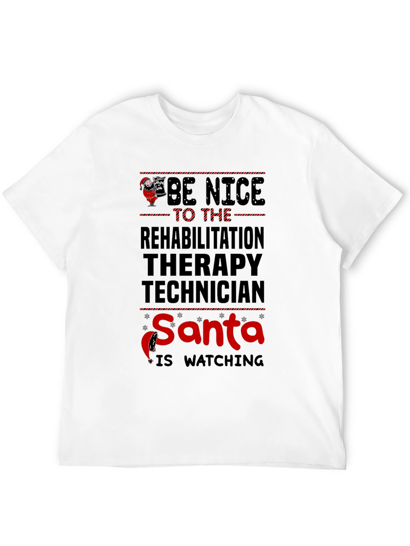 Rehabilitation Therapy Technician Santa Watching T-Shirt