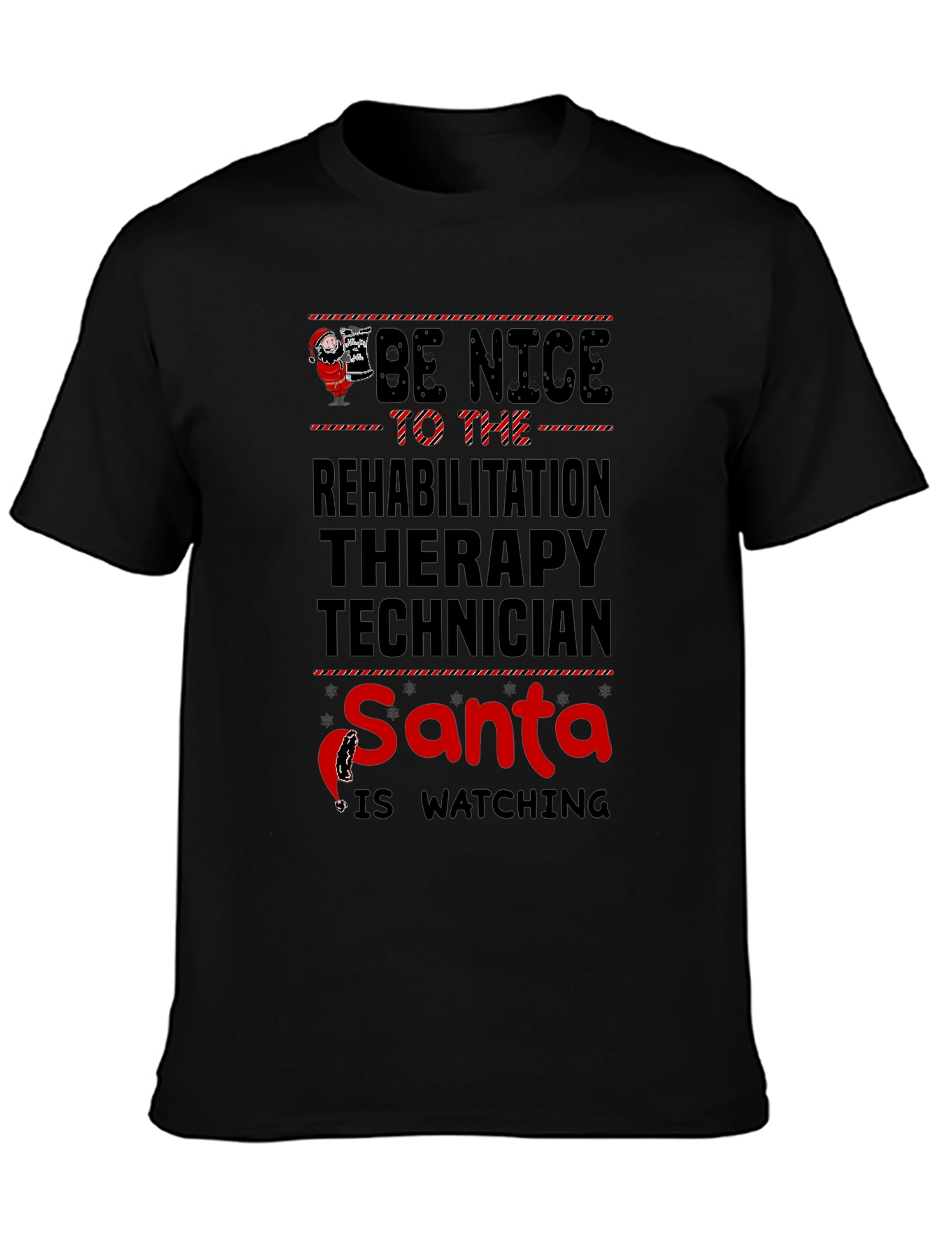 Rehabilitation Therapy Technician Santa Watching T-Shirt