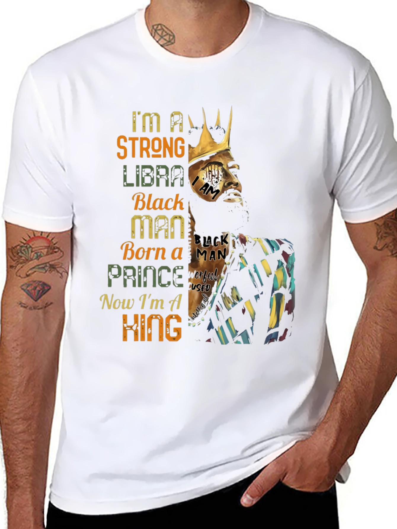 Strong Libra Black Man King T-Shirt