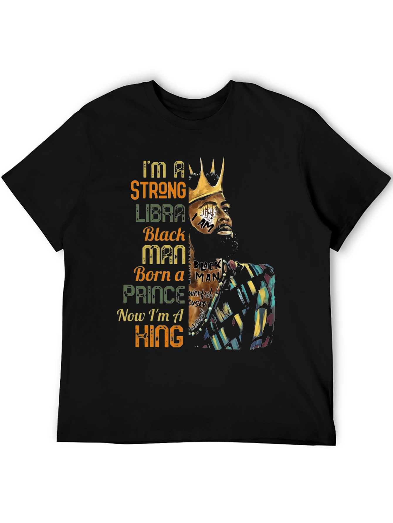 Strong Libra Black Man King T-Shirt