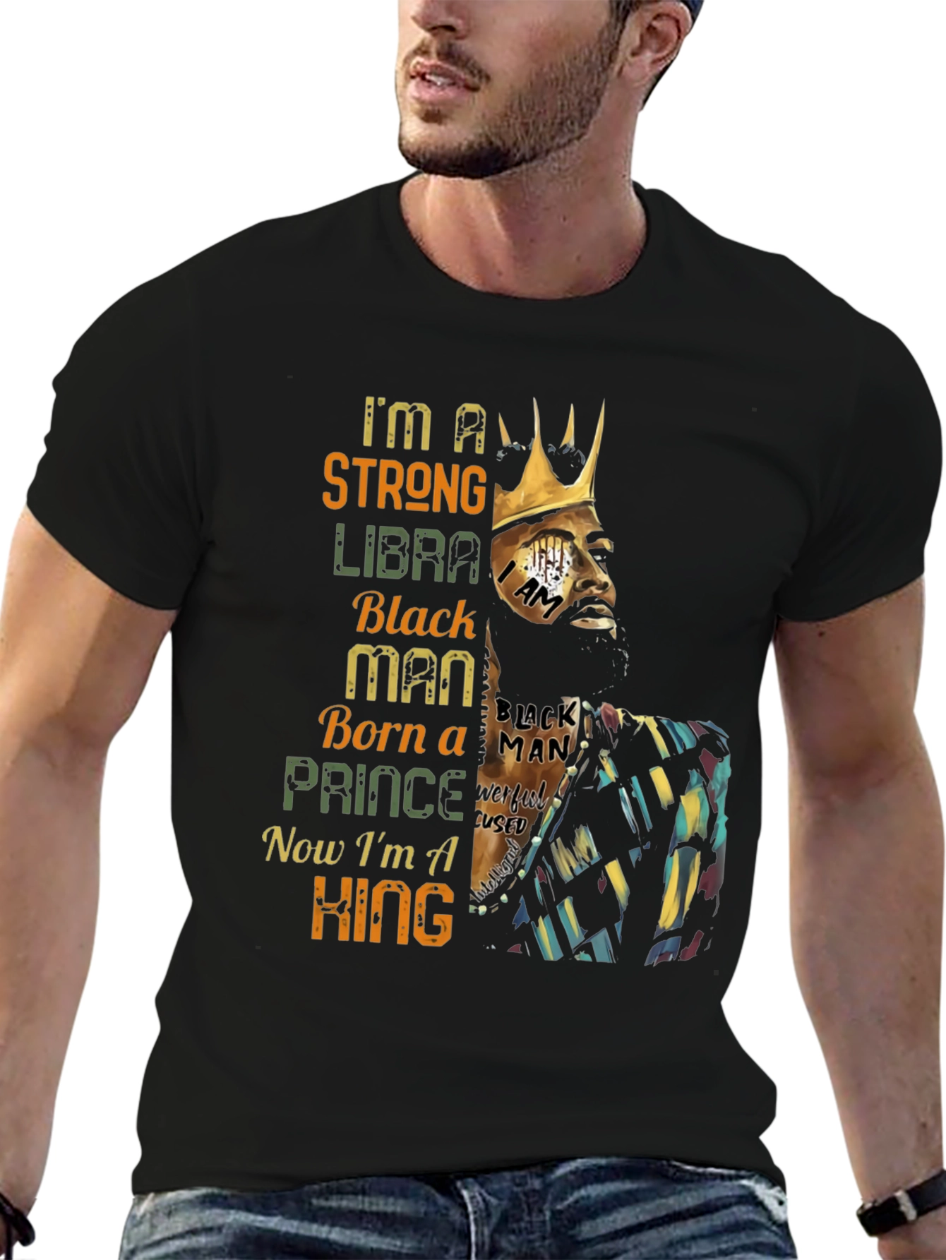 Strong Libra Black Man King T-Shirt
