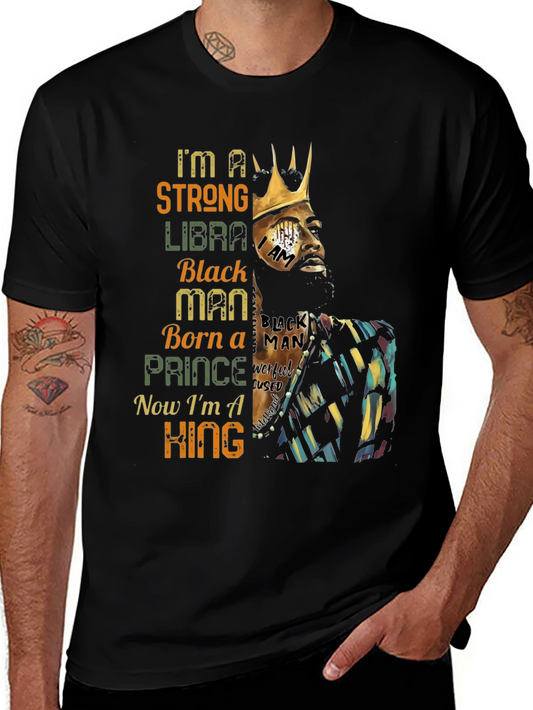 Strong Libra Black Man King T-Shirt