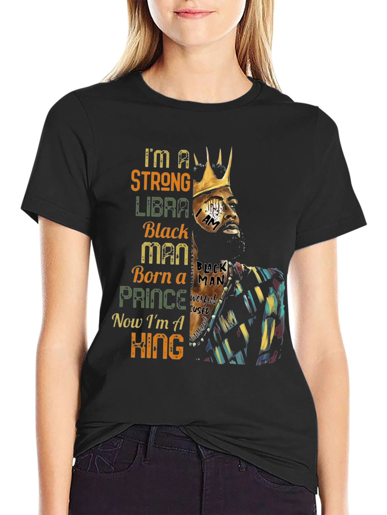 Strong Libra Black Man King T-Shirt