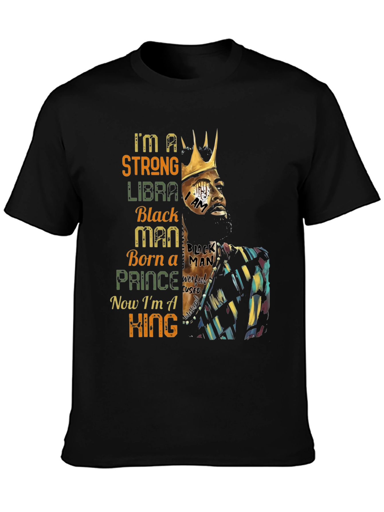 Strong Libra Black Man King T-Shirt
