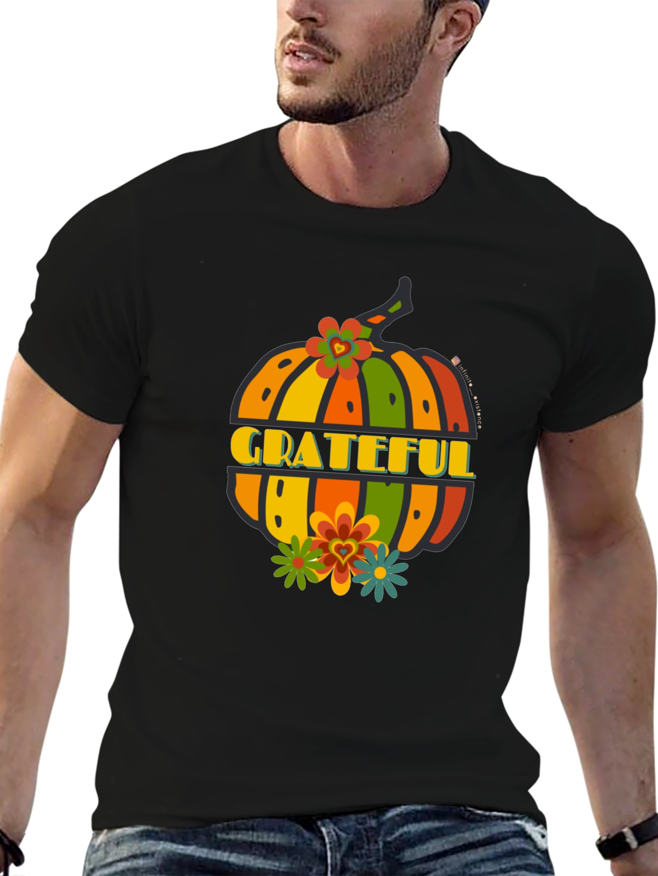 Grateful Pumpkin Graphic Tee - Fall Thanksgiving Shirt