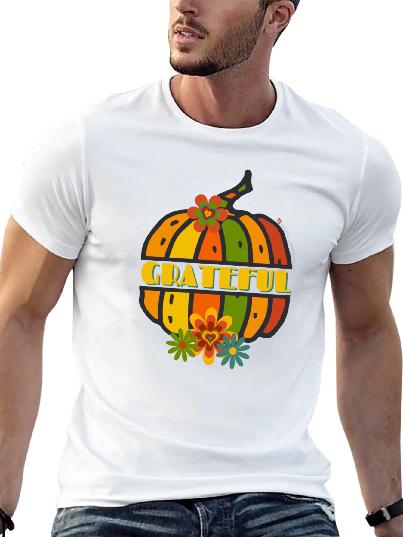 Grateful Pumpkin Graphic Tee - Fall Thanksgiving Shirt