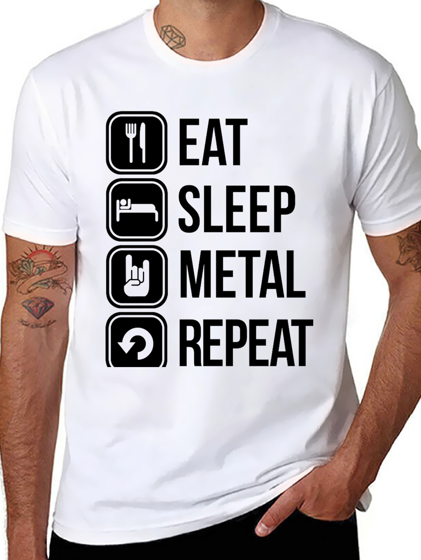 Eat Sleep Metal Repeat Graphic T-Shirt