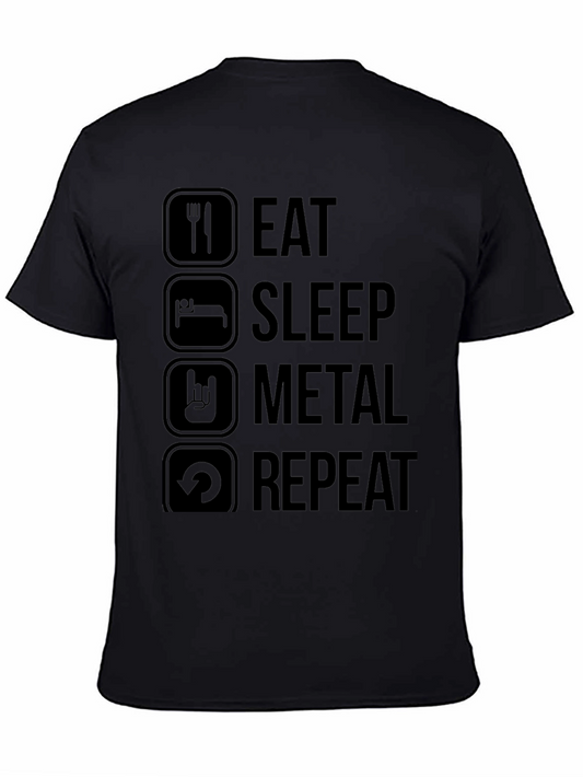 Eat Sleep Metal Repeat Graphic T-Shirt