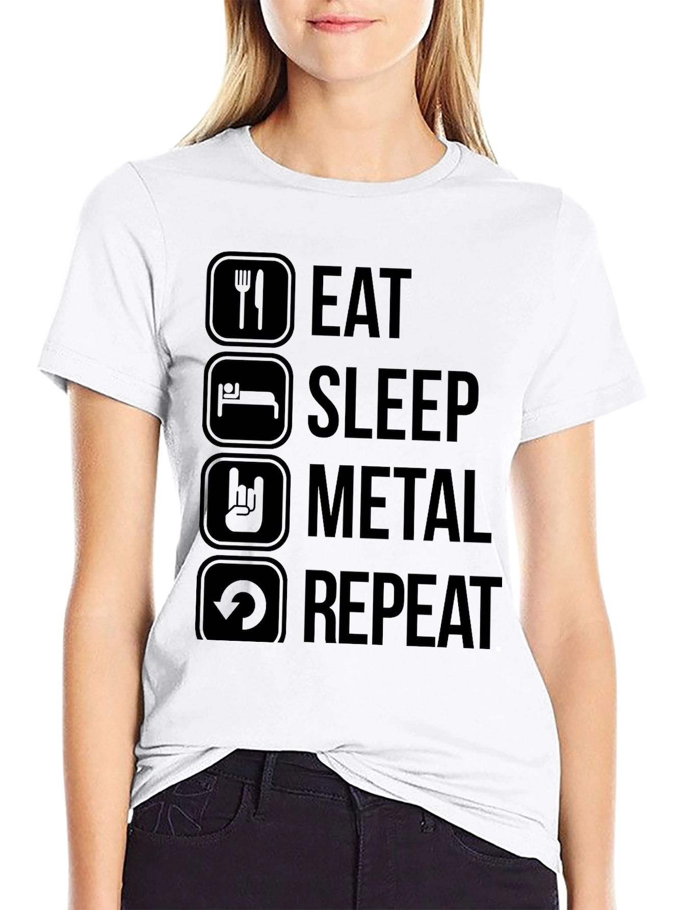 Eat Sleep Metal Repeat Graphic T-Shirt