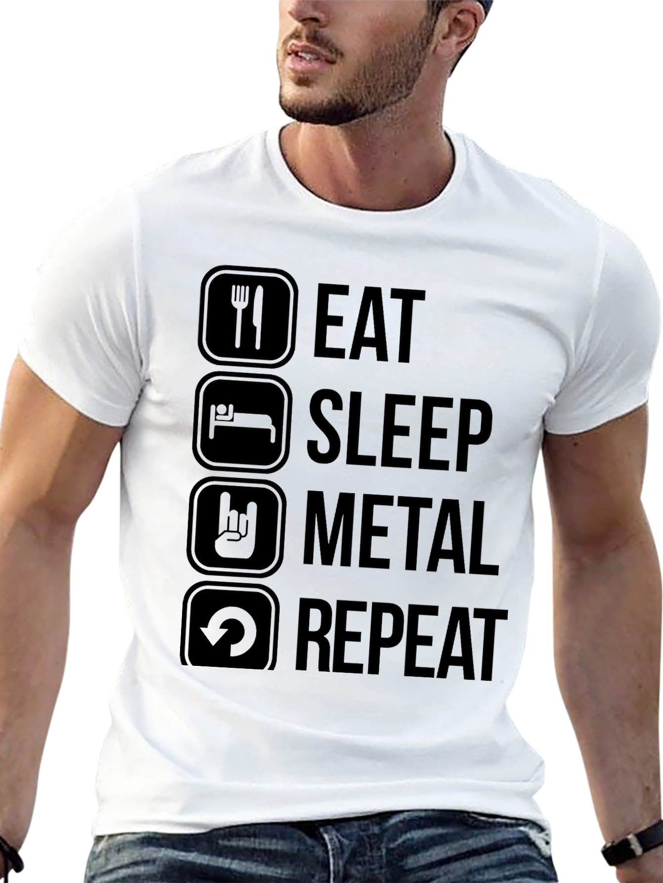 Eat Sleep Metal Repeat Graphic T-Shirt