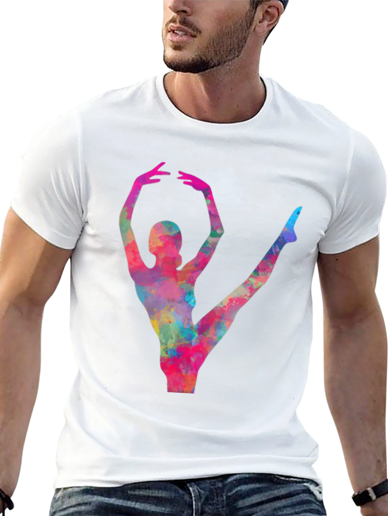 Watercolor Ballerina Black T-Shirt