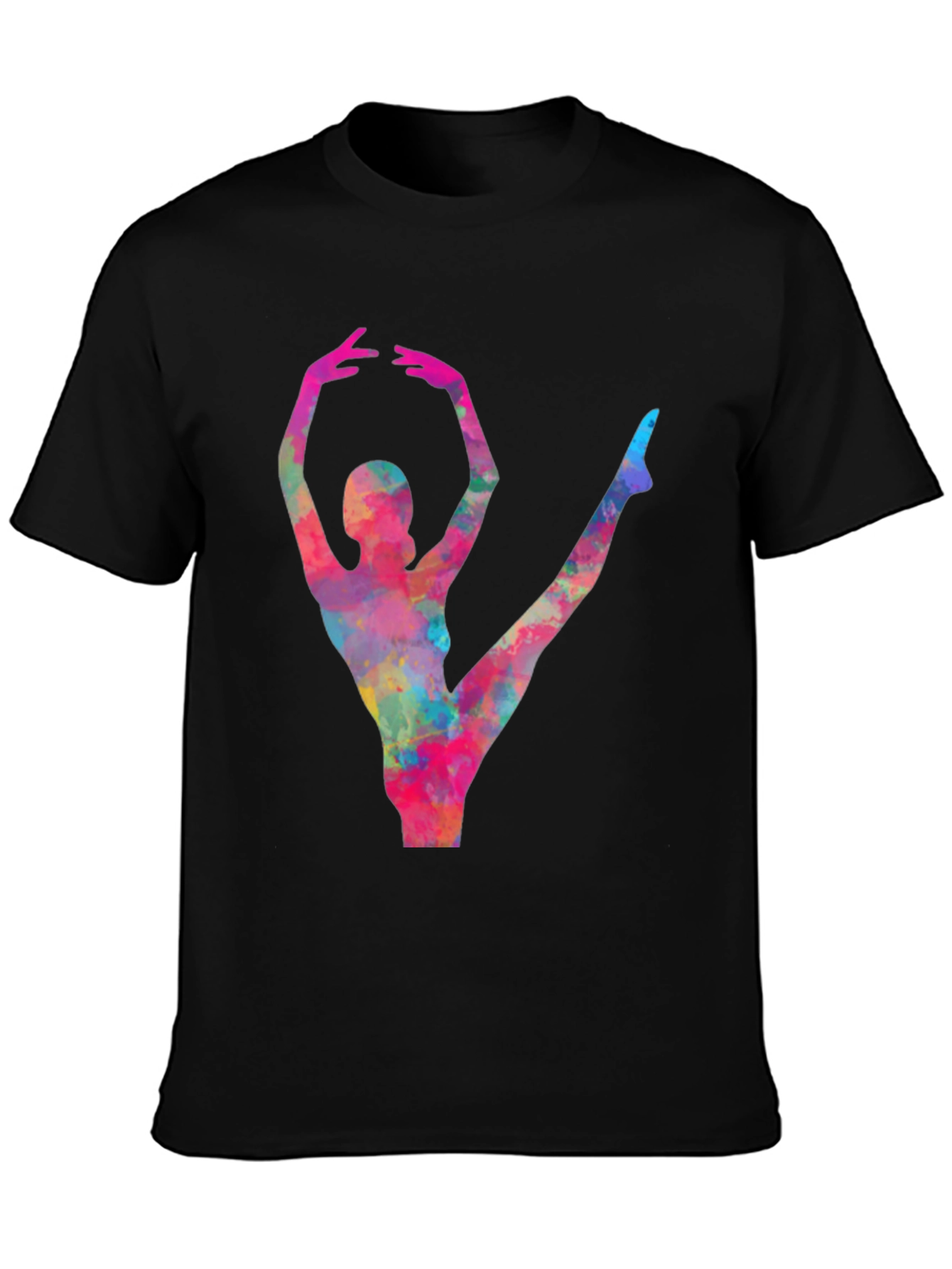 Watercolor Ballerina Black T-Shirt