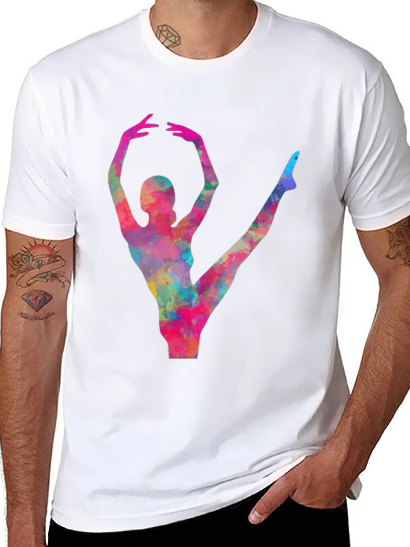 Watercolor Ballerina Black T-Shirt