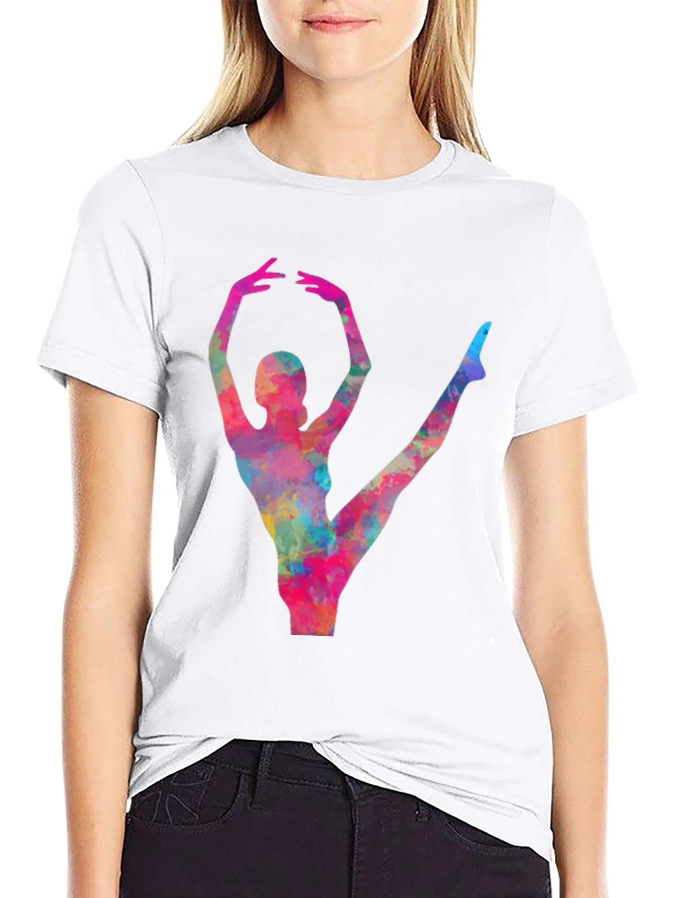 Watercolor Ballerina Black T-Shirt