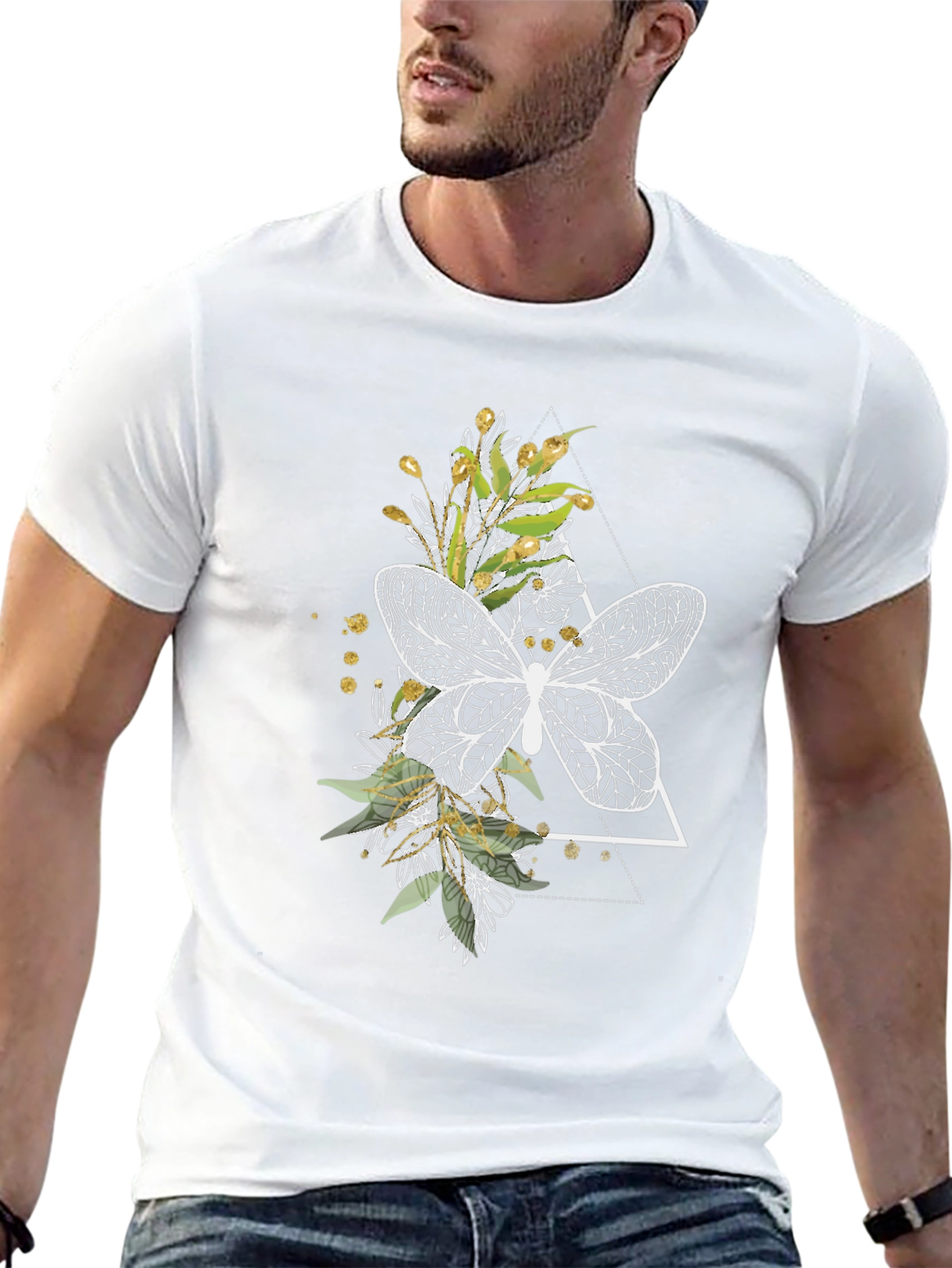 Butterfly Graphic Tee - Black Cotton Shirt