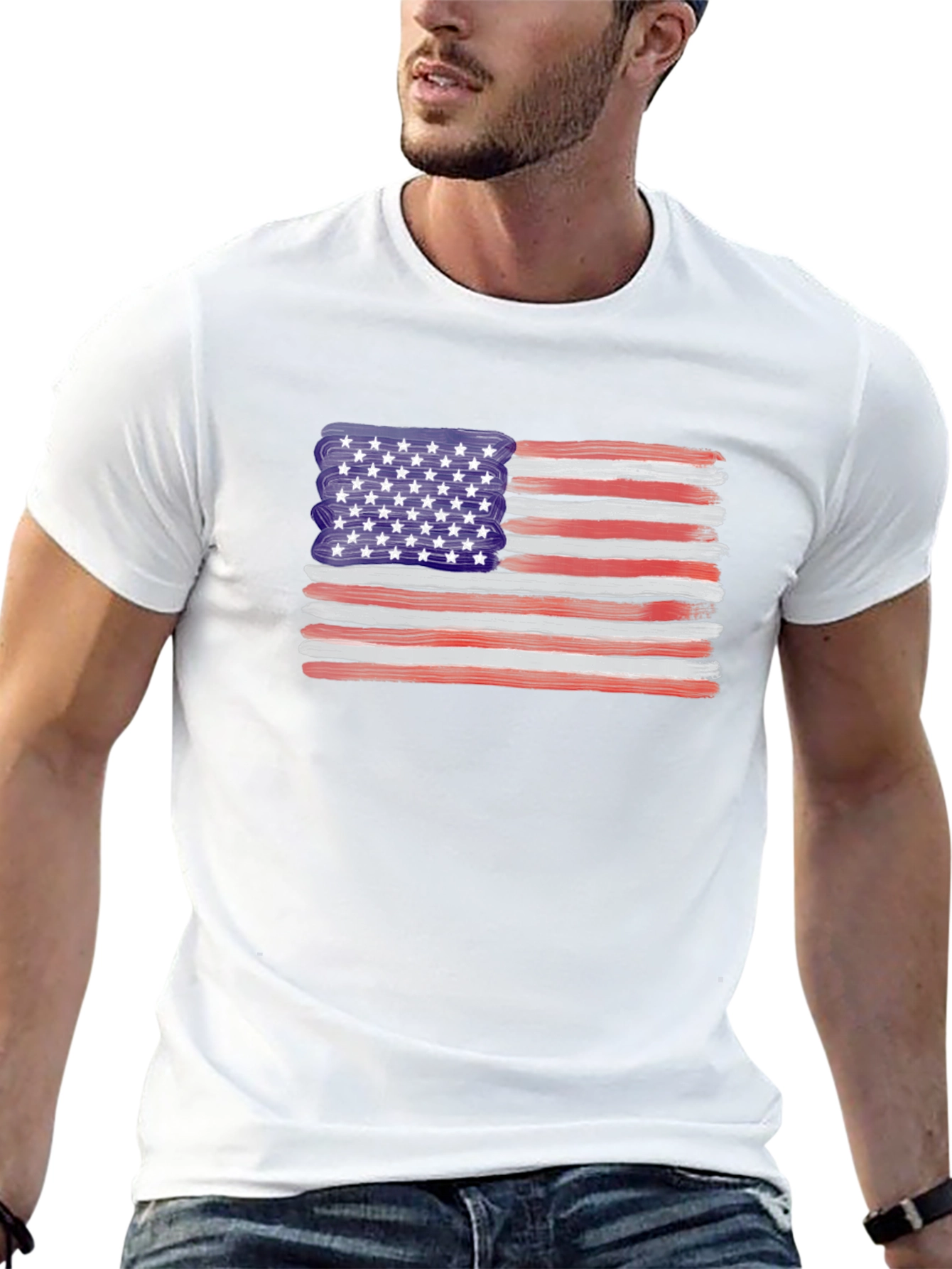 American Flag Brush Stroke T-Shirt