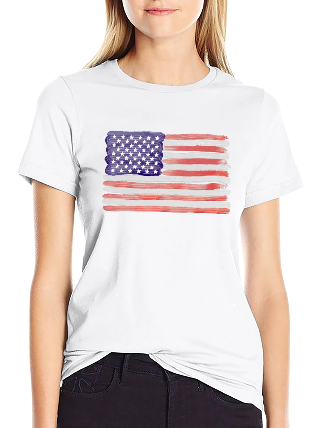 American Flag Brush Stroke T-Shirt