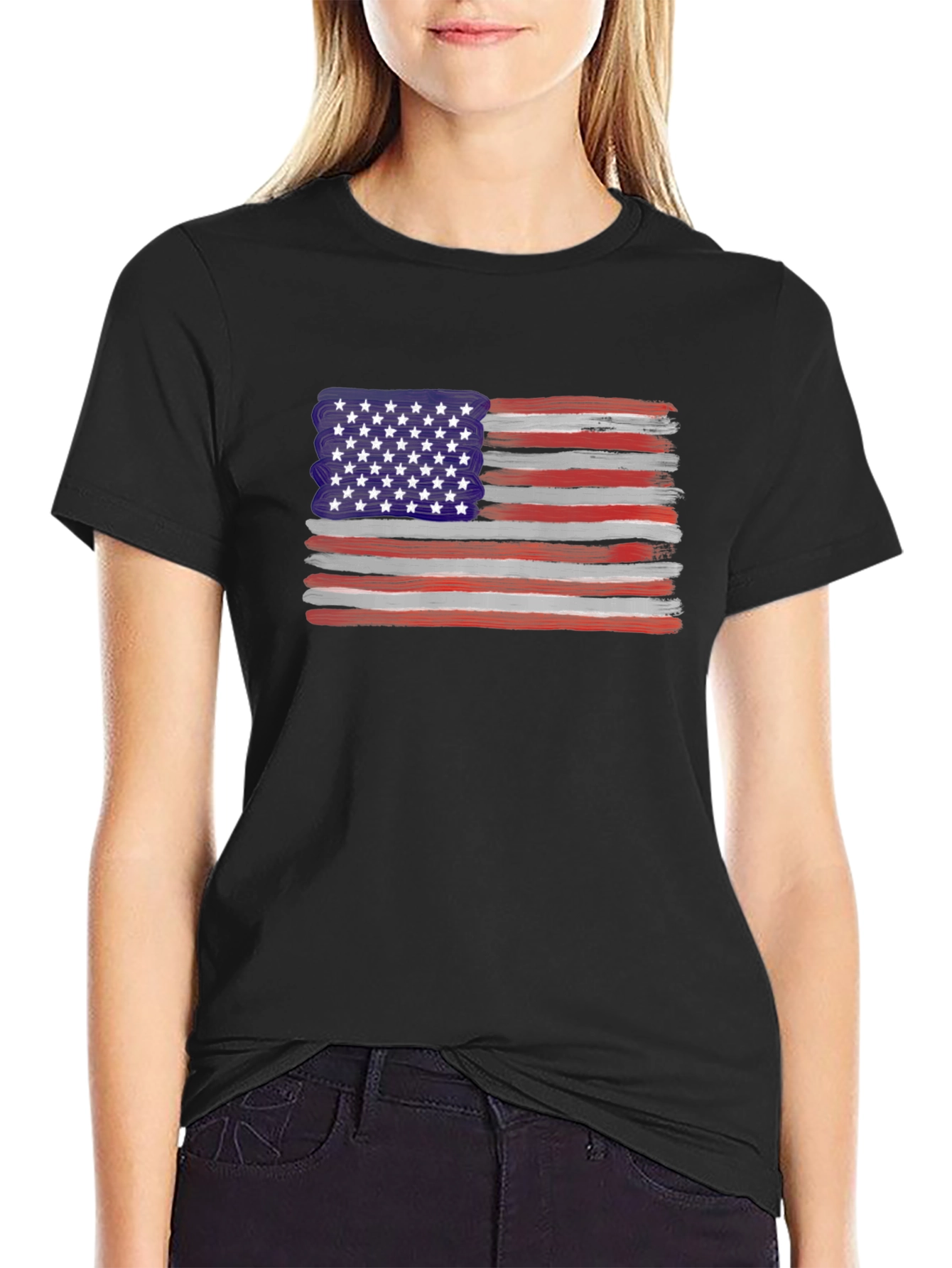 American Flag Brush Stroke T-Shirt