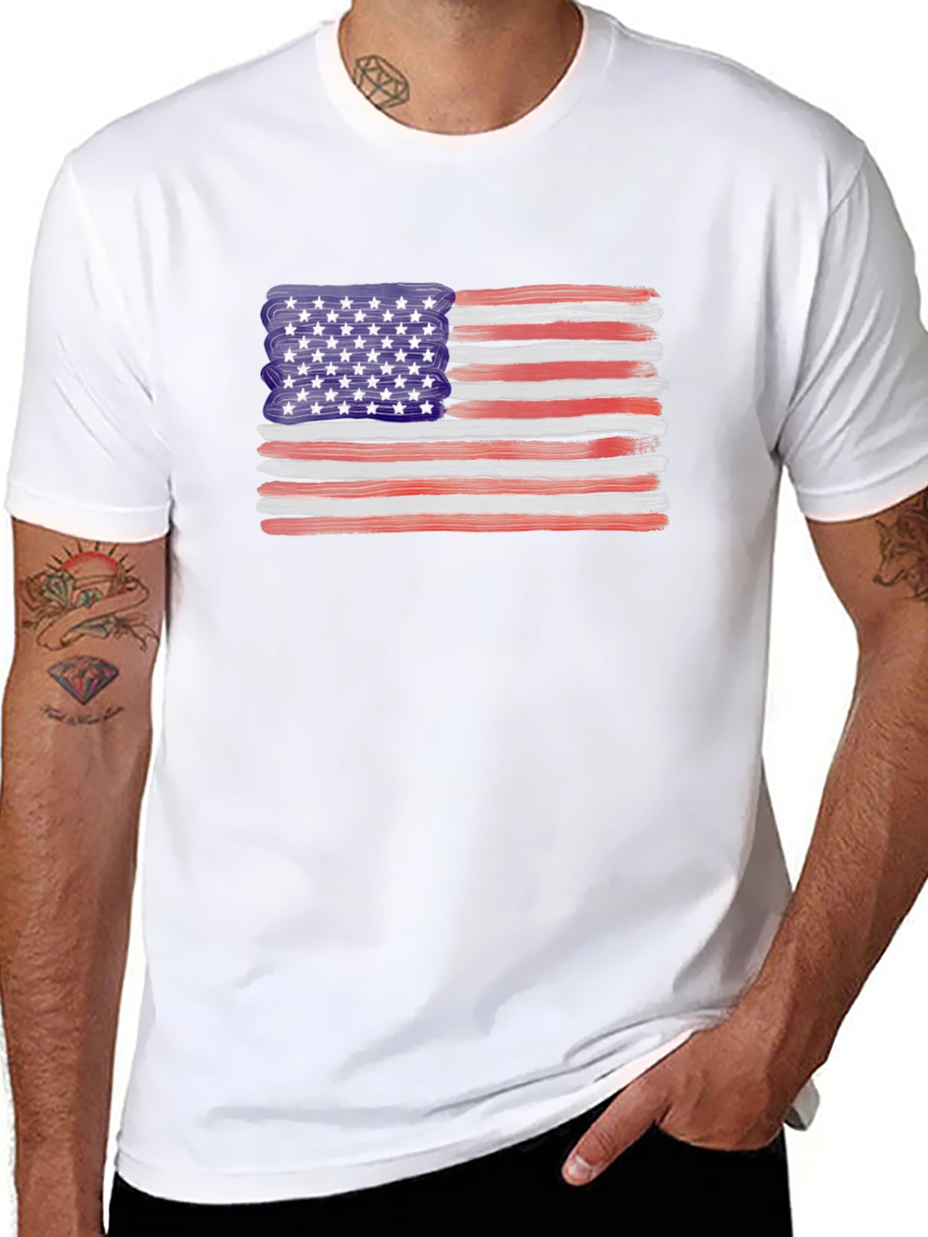 American Flag Brush Stroke T-Shirt