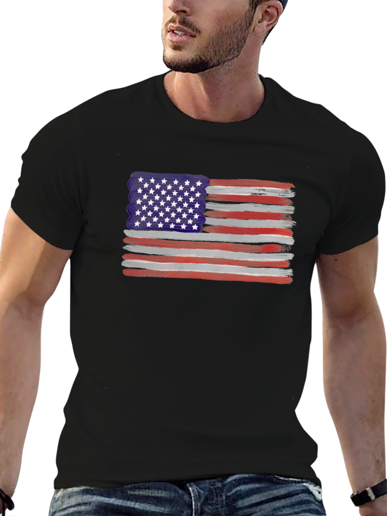 American Flag Brush Stroke T-Shirt