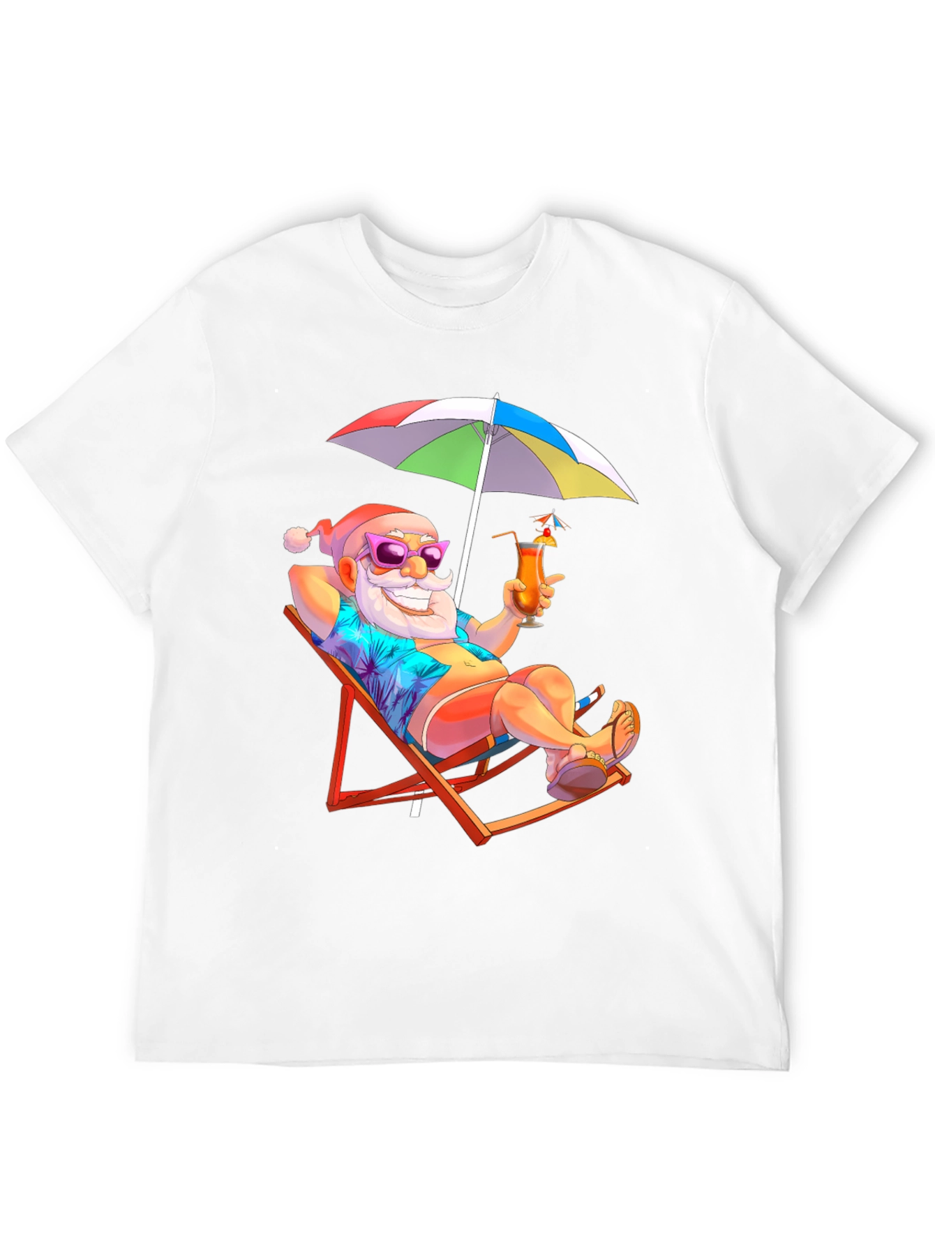 Relaxing Santa T-Shirt - Beach Vibes Holiday Tee