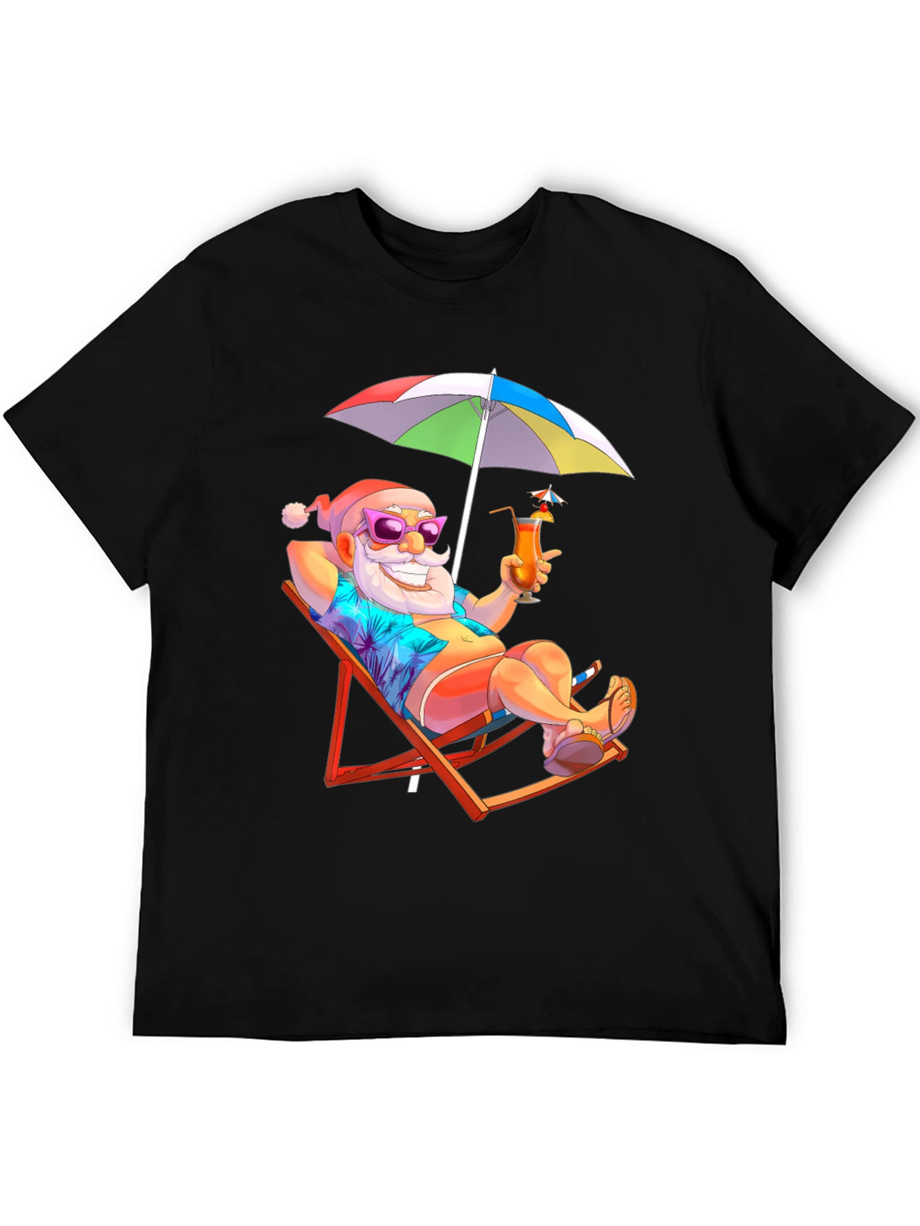 Relaxing Santa T-Shirt - Beach Vibes Holiday Tee