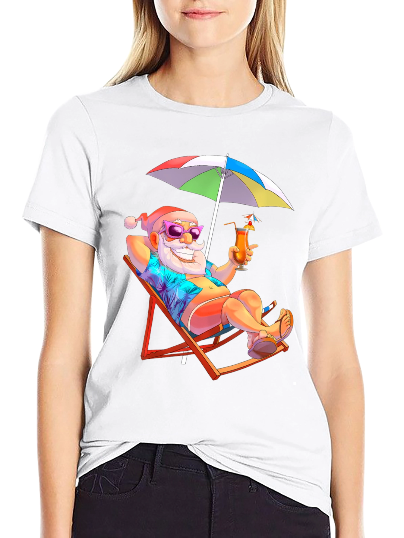Relaxing Santa T-Shirt - Beach Vibes Holiday Tee