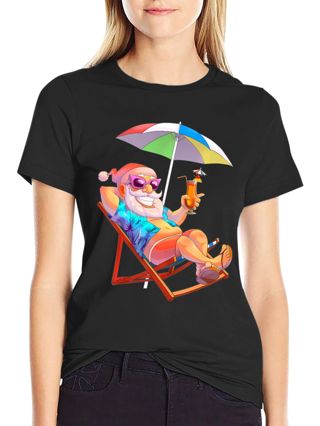 Relaxing Santa T-Shirt - Beach Vibes Holiday Tee