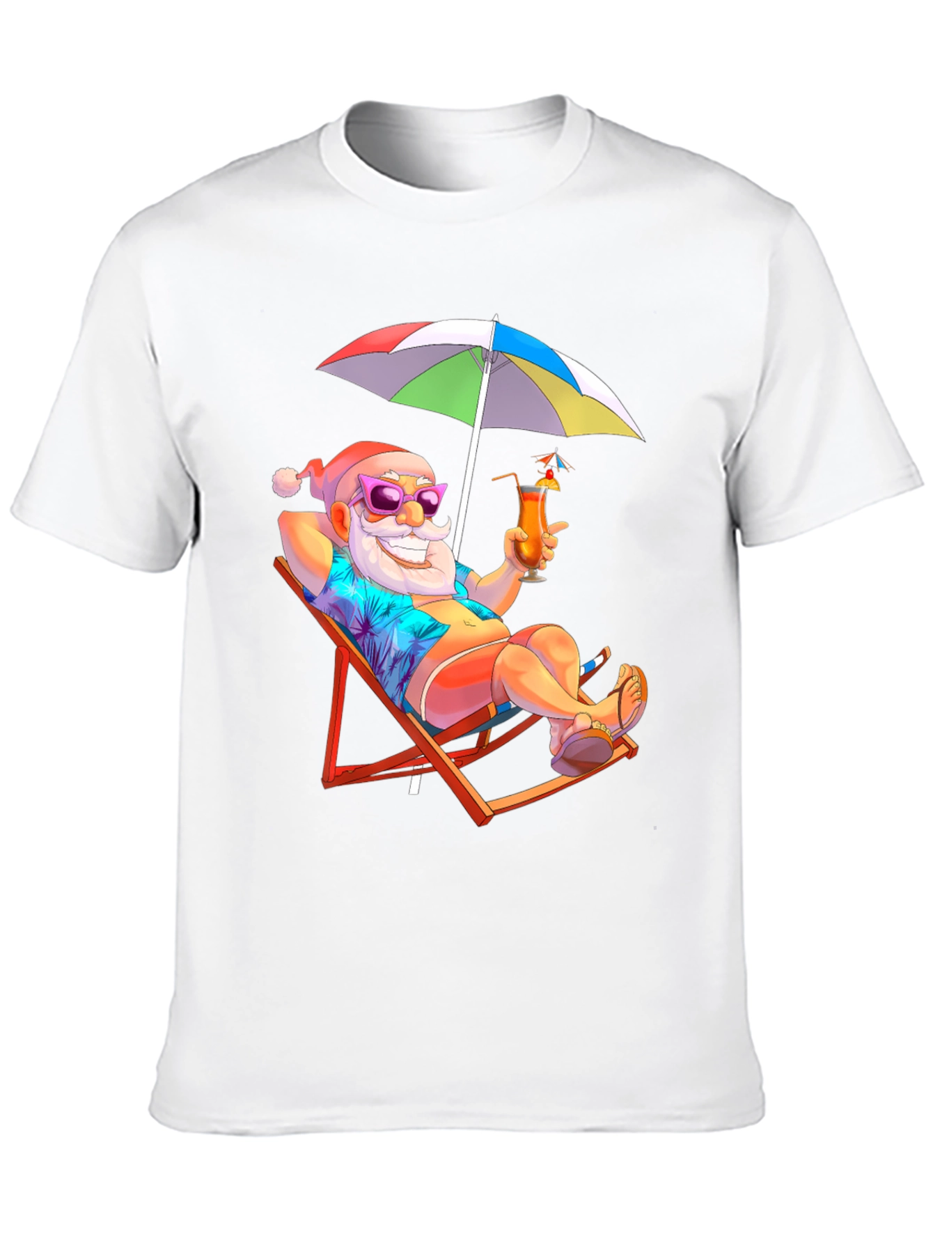 Relaxing Santa T-Shirt - Beach Vibes Holiday Tee