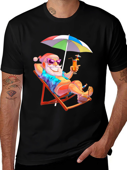 Relaxing Santa T-Shirt - Beach Vibes Holiday Tee