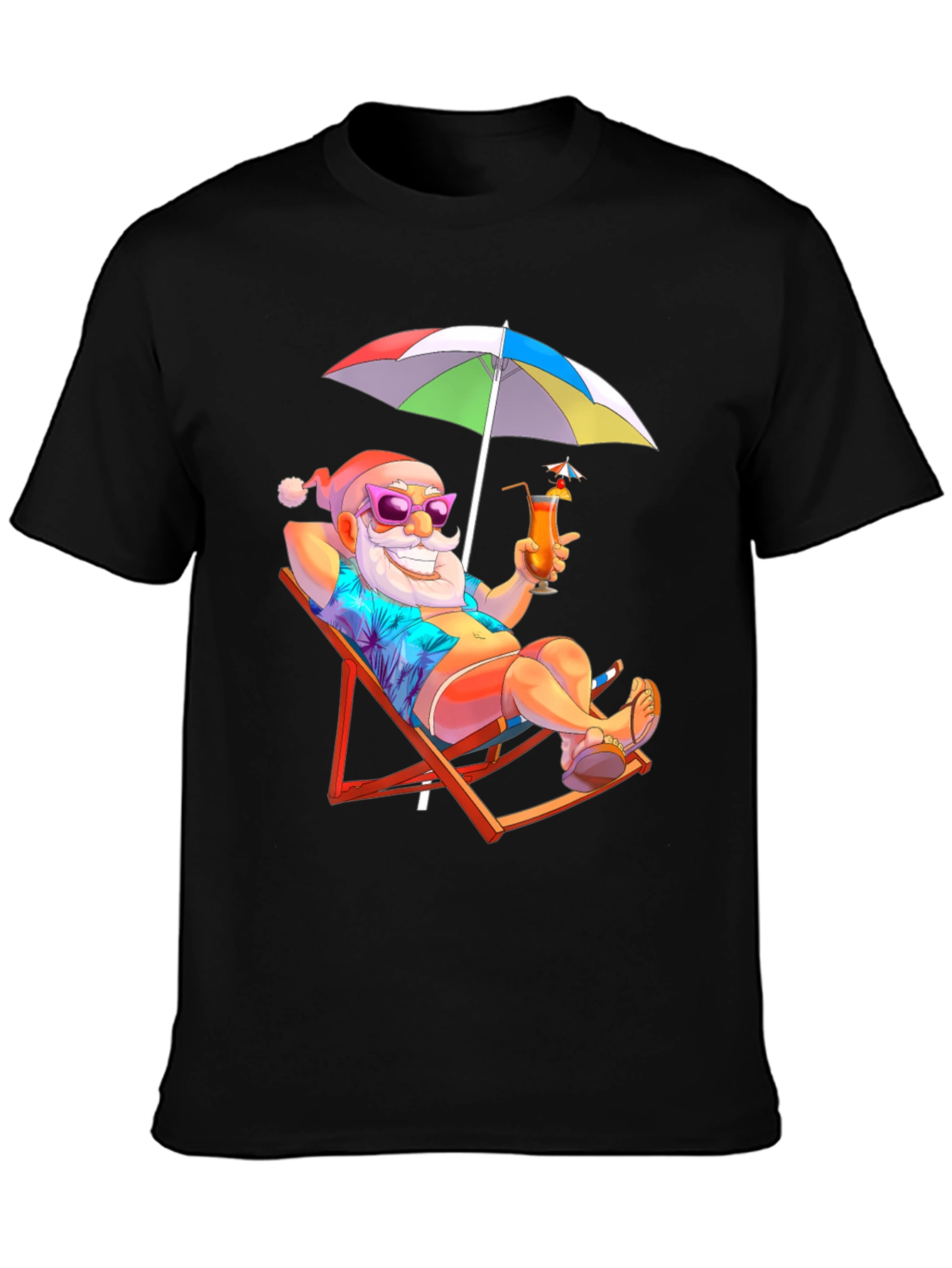 Relaxing Santa T-Shirt - Beach Vibes Holiday Tee