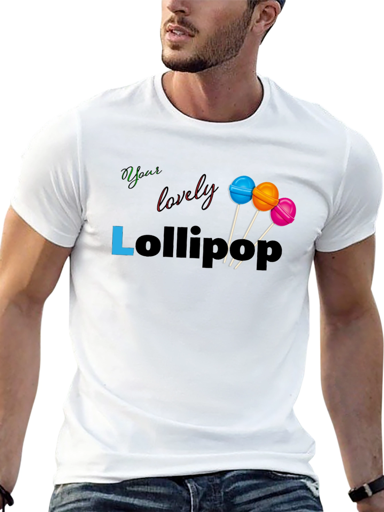 Yous Lovely Lollipop Graphic Black T-Shirt