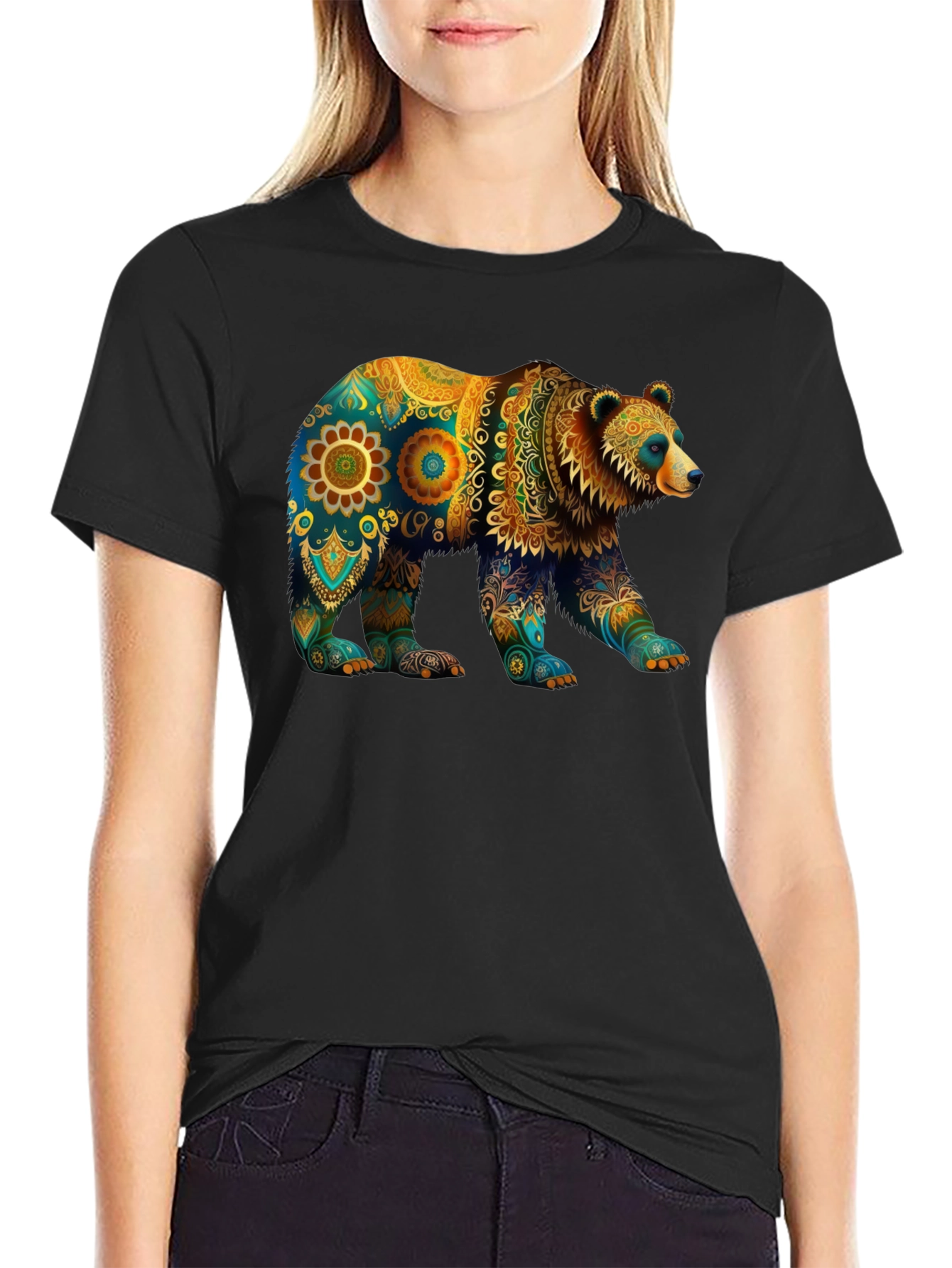 Bear Mandala Graphic T-Shirt