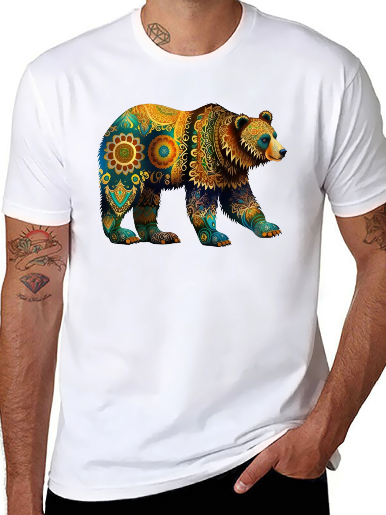 Bear Mandala Graphic T-Shirt