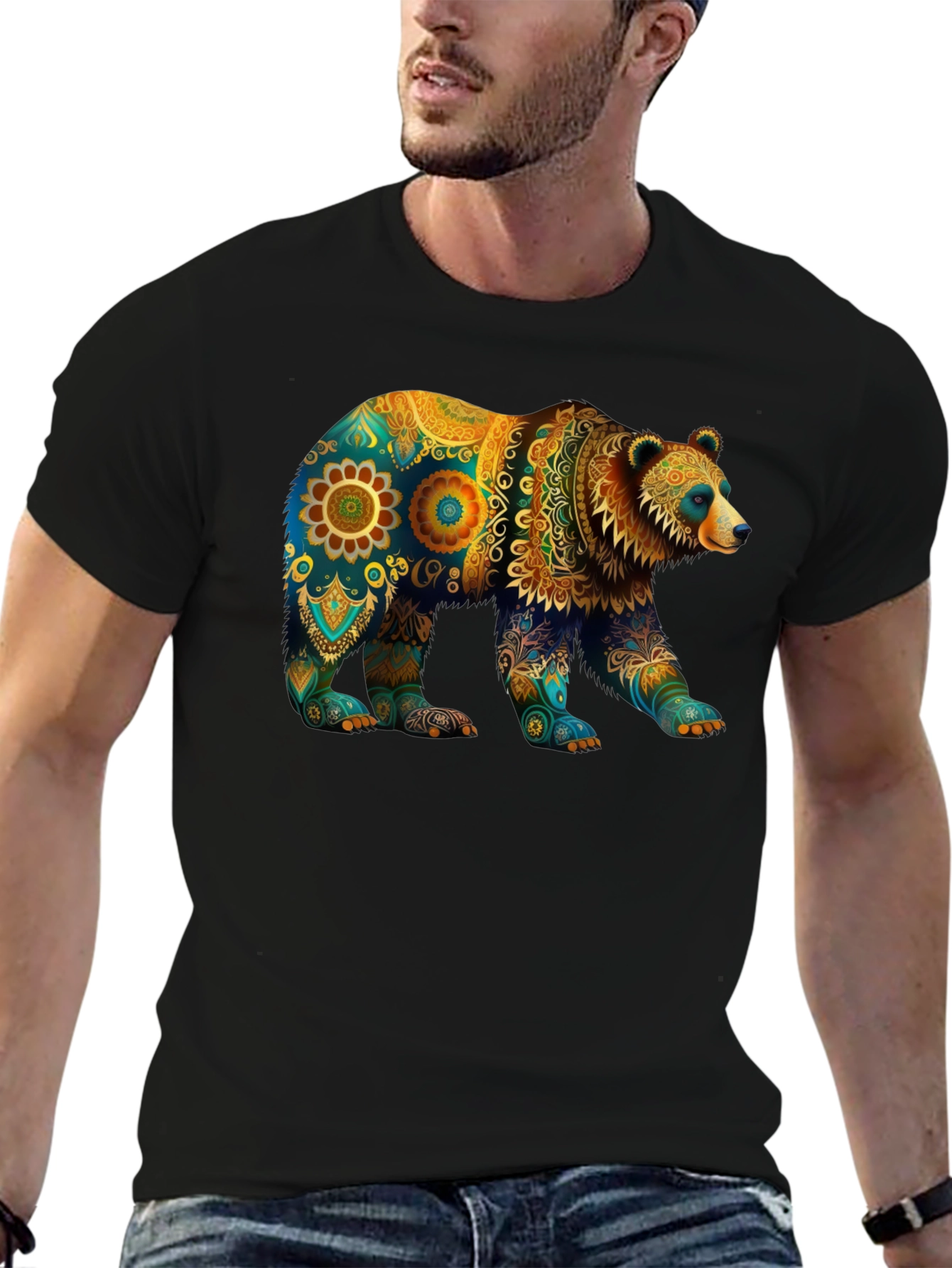 Bear Mandala Graphic T-Shirt