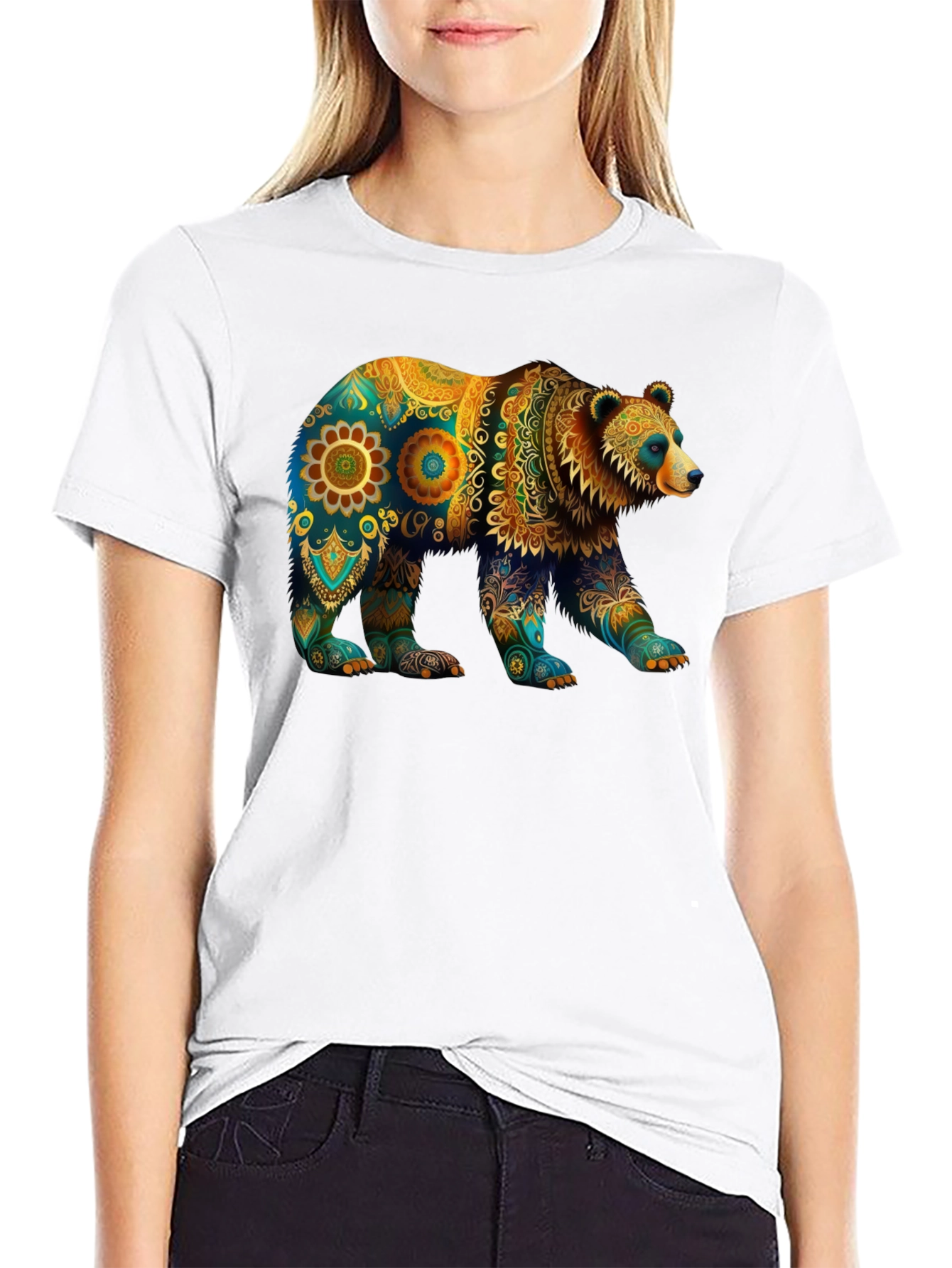 Bear Mandala Graphic T-Shirt
