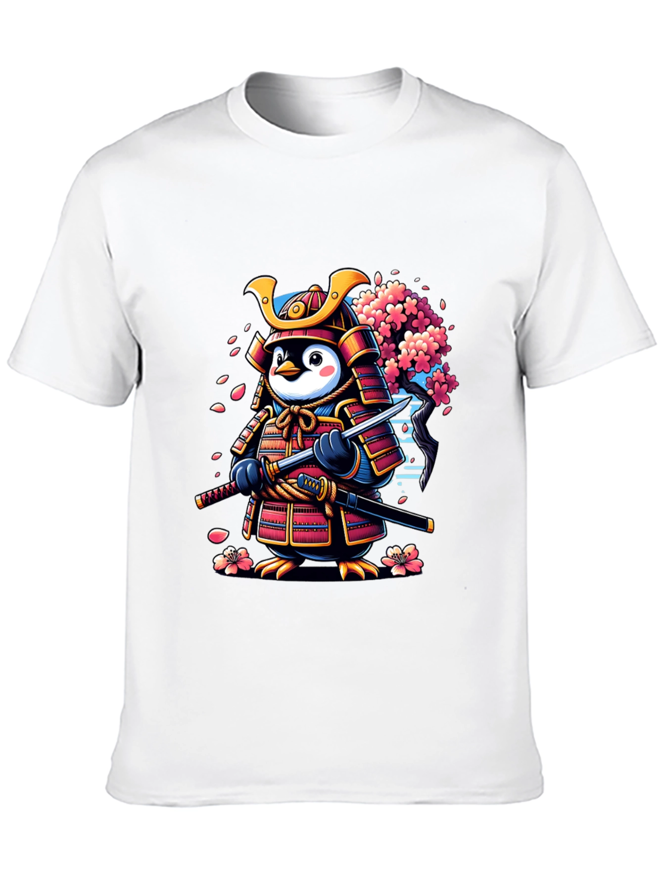 Samurai Penguin Graphic Tee - Unique Cartoon Style