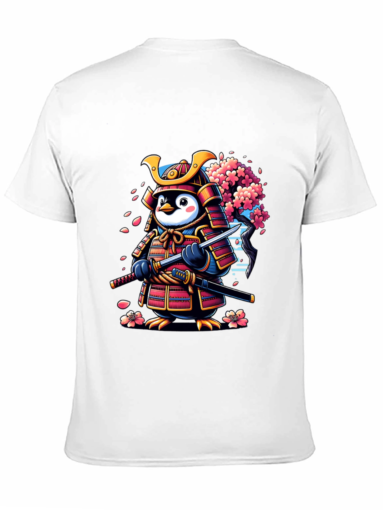 Samurai Penguin Graphic Tee - Unique Cartoon Style