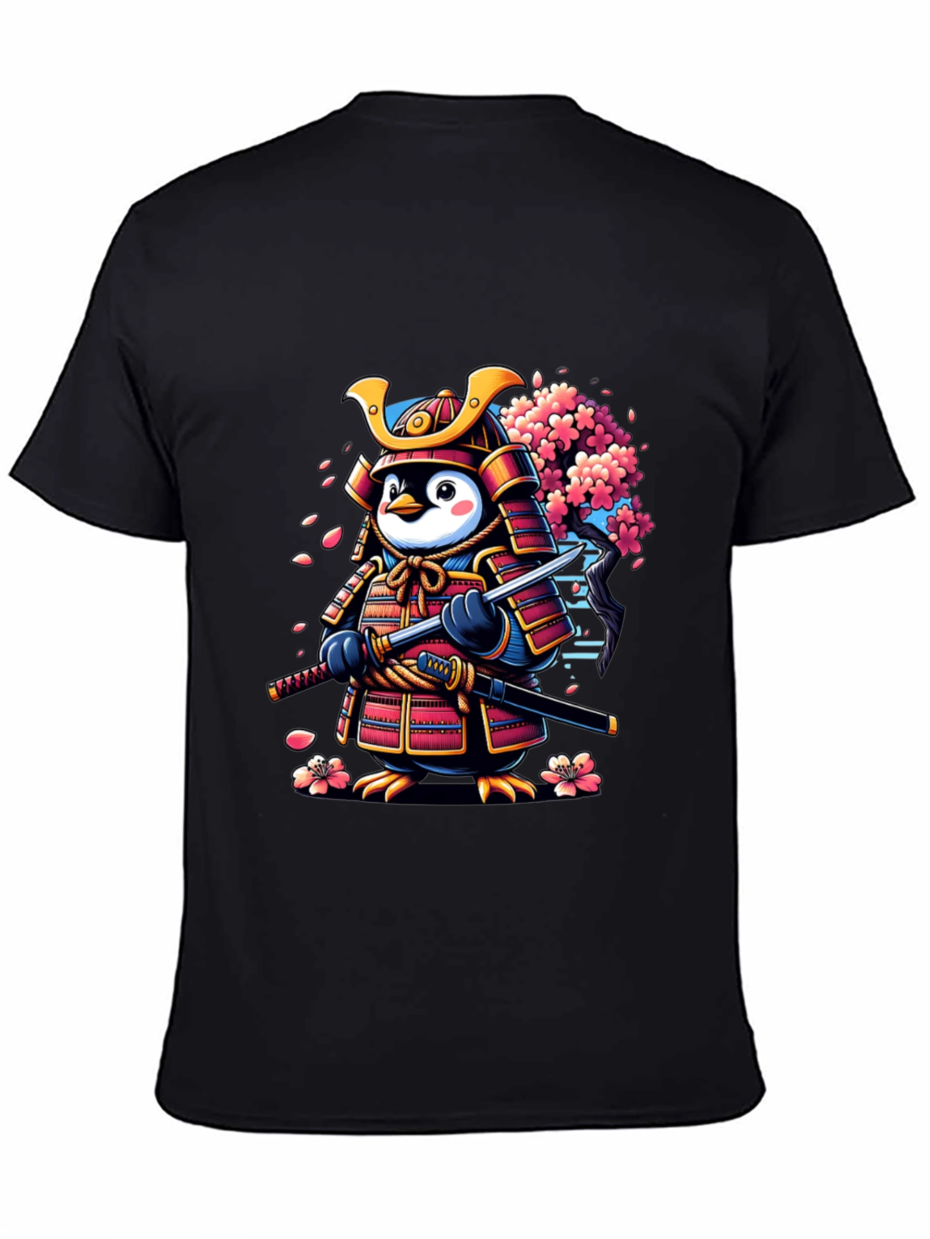 Samurai Penguin Graphic Tee - Unique Cartoon Style