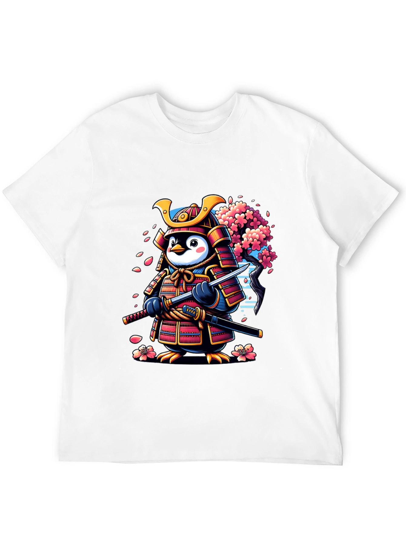 Samurai Penguin Graphic Tee - Unique Cartoon Style