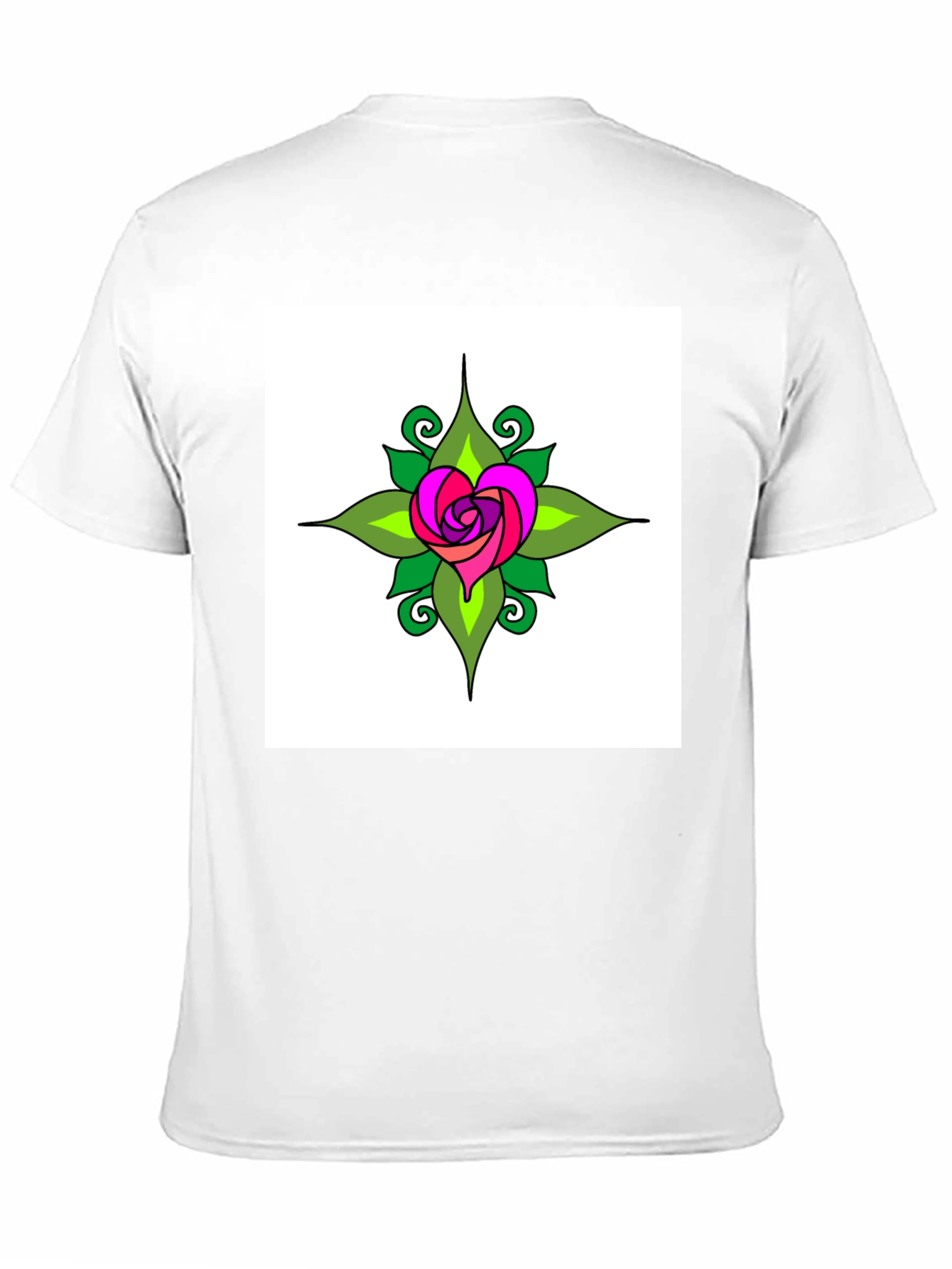 Heart Rose Graphic Tee - Black Cotton T-Shirt