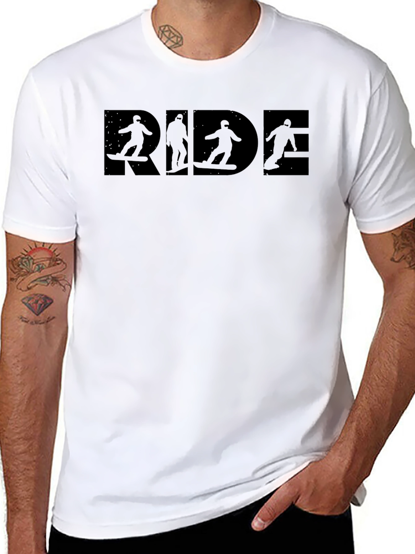 RIDE Graphic Black T-Shirt - Snowboarder Design