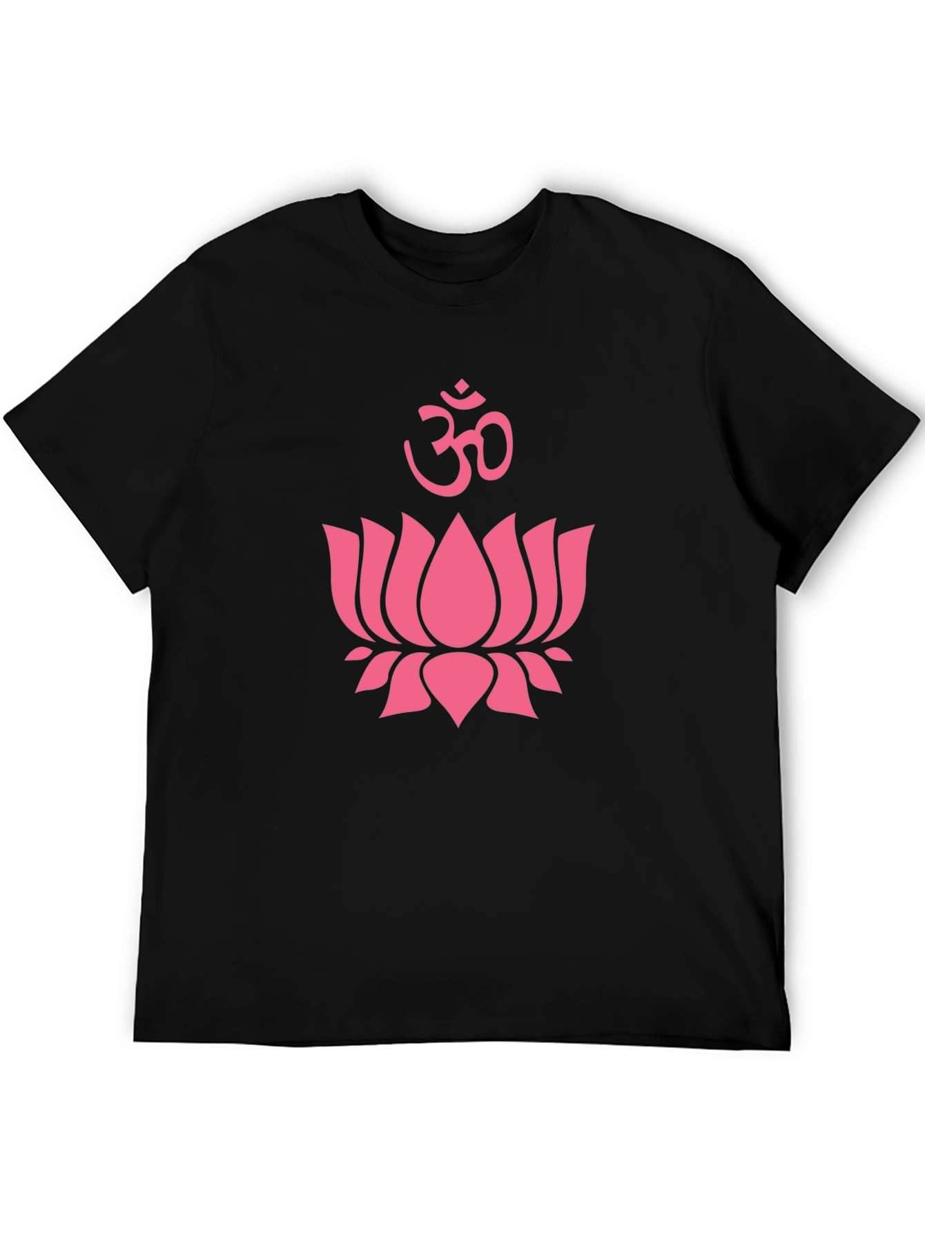 Pink Lotus & Om Symbol Black T-Shirt