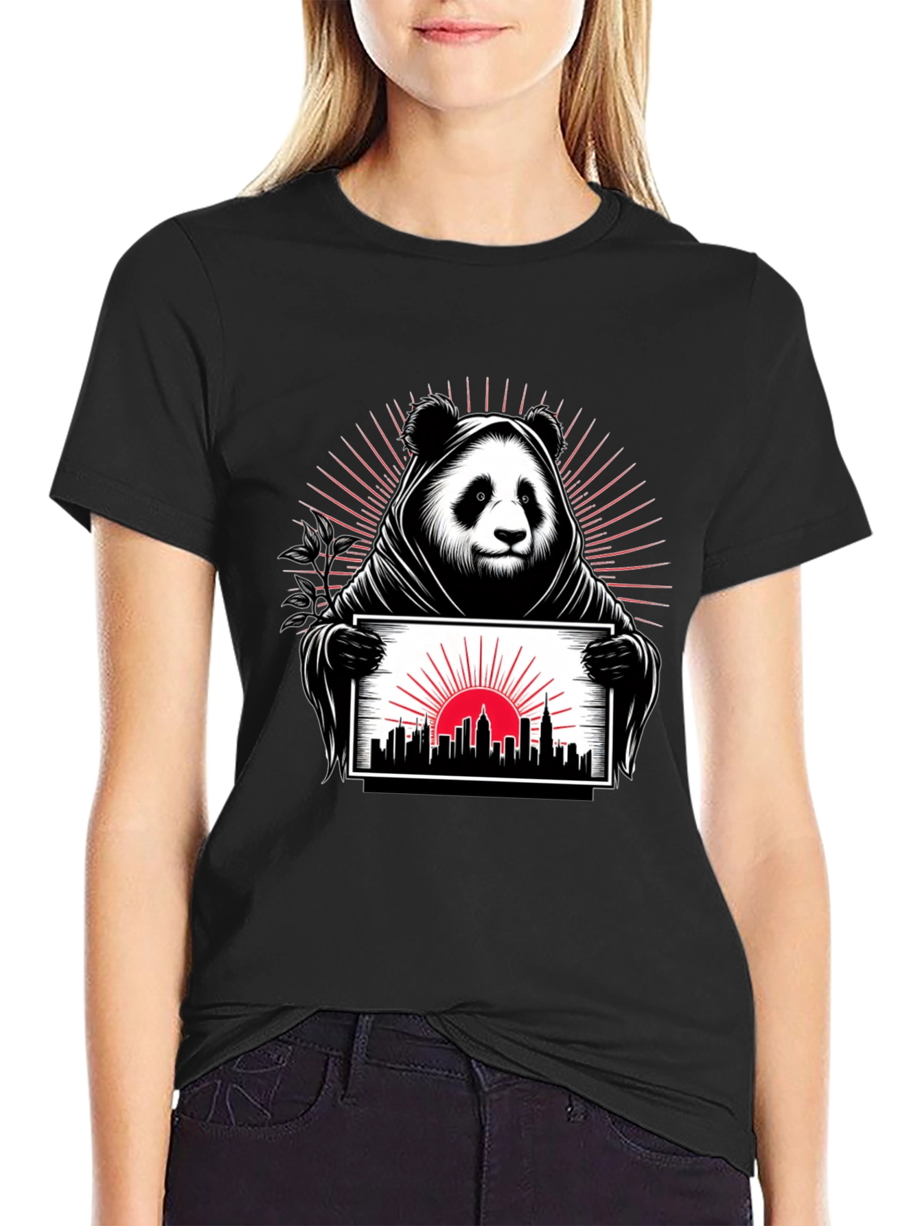 Panda Grim Reaper Cityscape T-Shirt - Unique Design