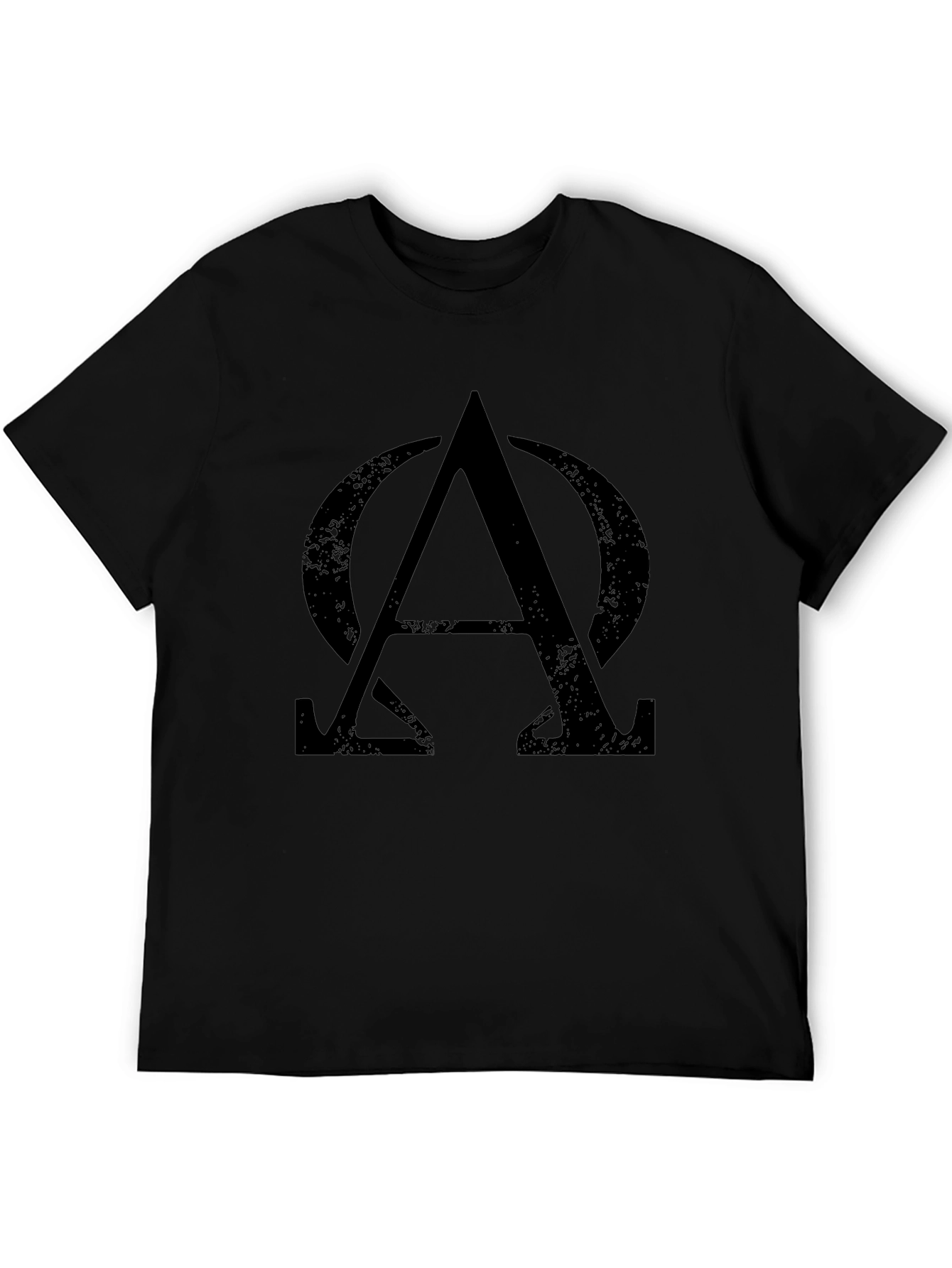 Alpha Omega Symbol Graphic Tee - Black Cotton T-Shirt