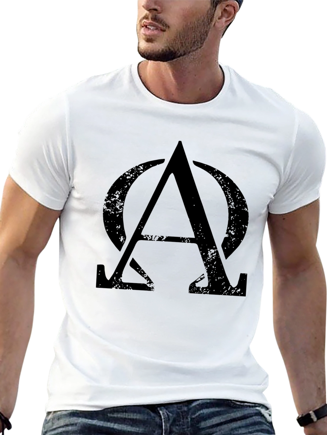 Alpha Omega Symbol Graphic Tee - Black Cotton T-Shirt