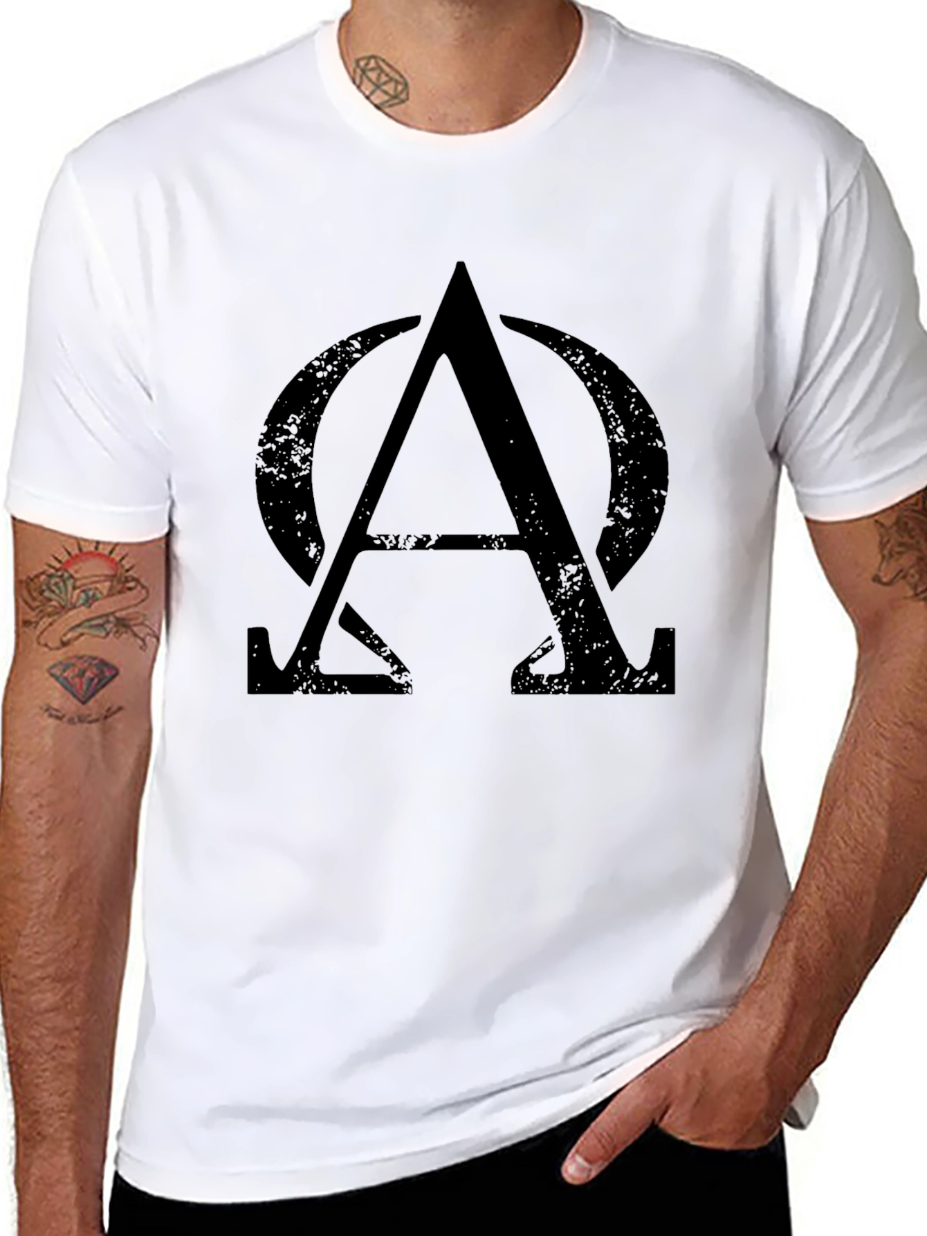 Alpha Omega Symbol Graphic Tee - Black Cotton T-Shirt