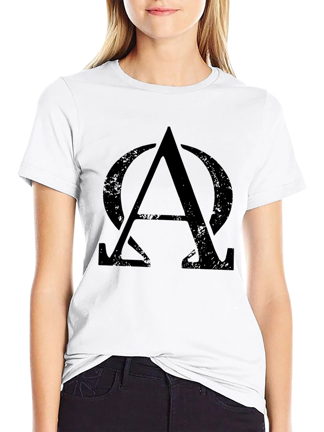 Alpha Omega Symbol Graphic Tee - Black Cotton T-Shirt