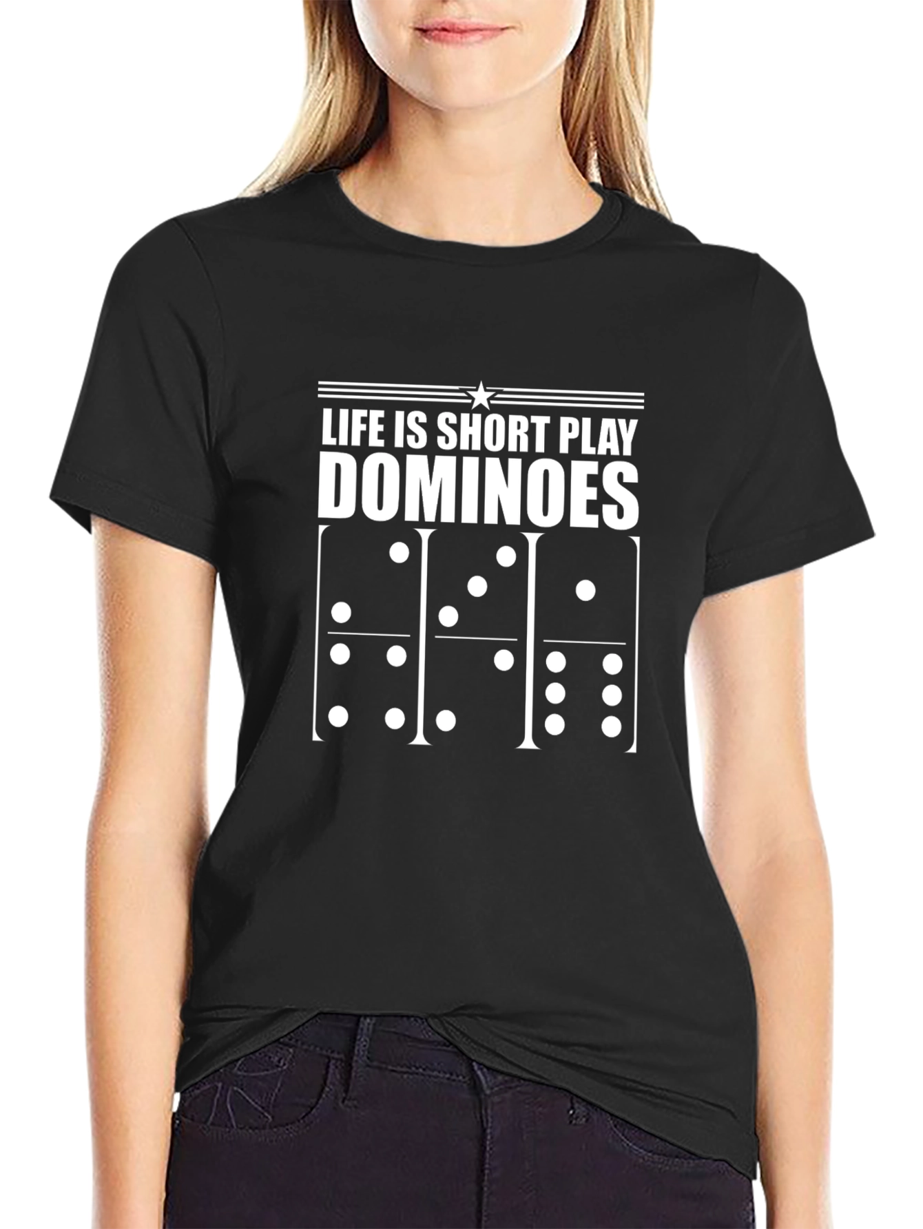 Life Is Short Play Dominoes Graphic Tee
