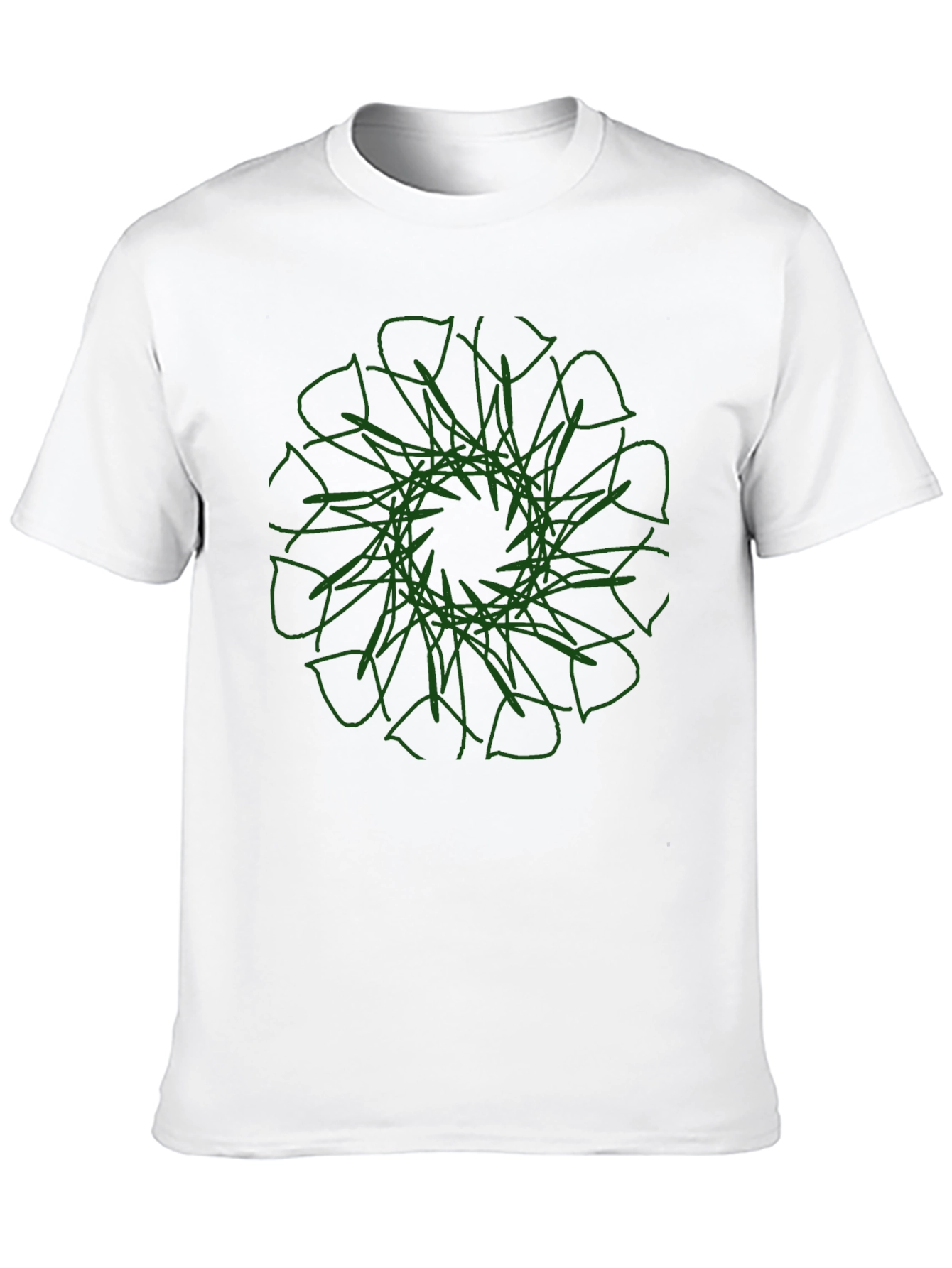 Modern Graphic Tee - Black with Green Mandala Design